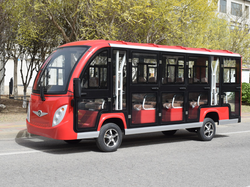 14座封闭电动观光车红色
