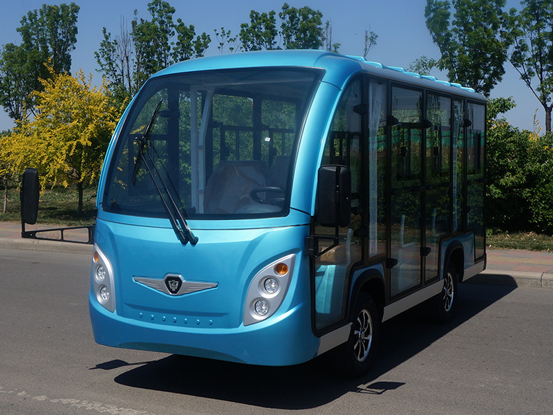 11座封闭电动观光车蓝色