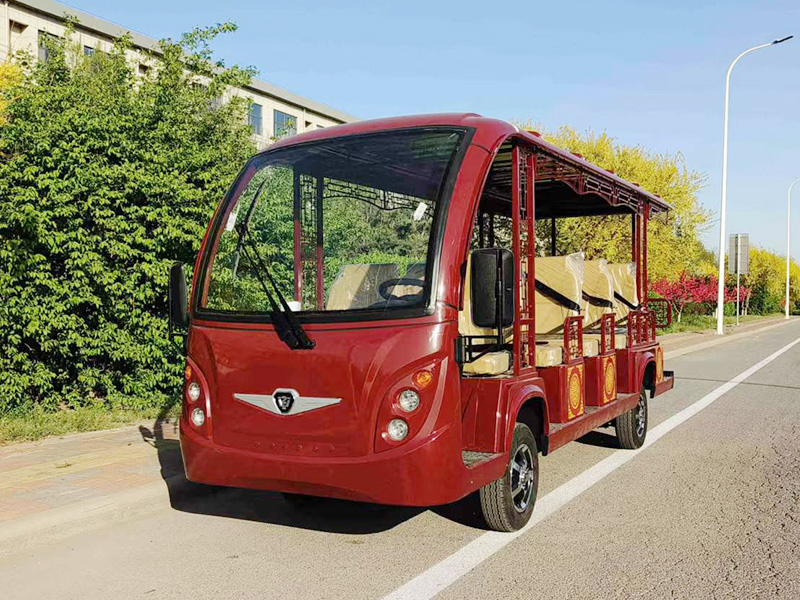 14座电动观光车复古红