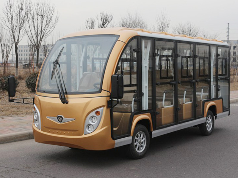 14座封闭电动观光车金色