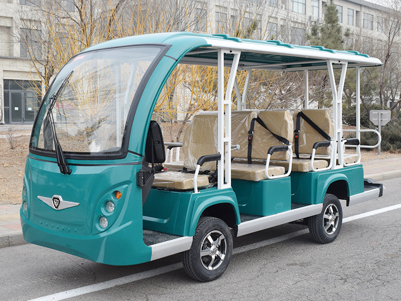 8座电动观光车蓝绿色